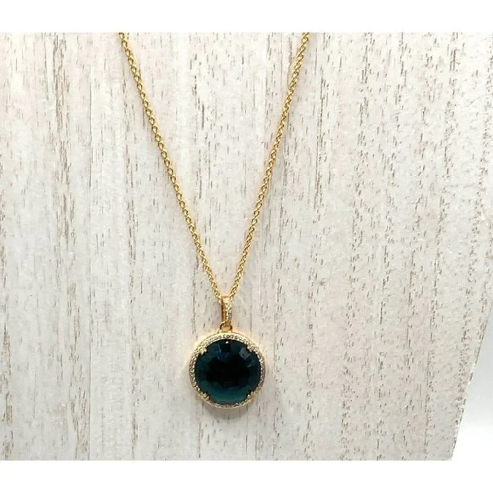Seta 925 Silver Gold Plated CZ stones Aqua Blue Stone 16